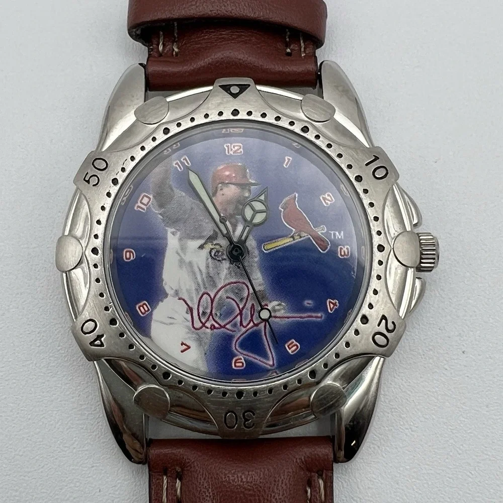 Mark McGwire Home Run Hero Wrist Watch Brown Leather Band Baseball Collectible